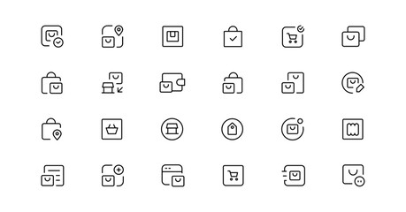Shopping icons, set shop sign e-commerce for web development apps and websites