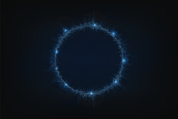 Abstract circle line pattern spin blue green light isolated on black background in the concept of music, technology, digital