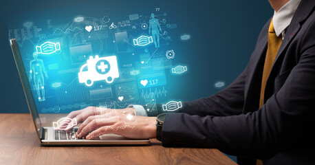 hand browsing on the internet for medical issues