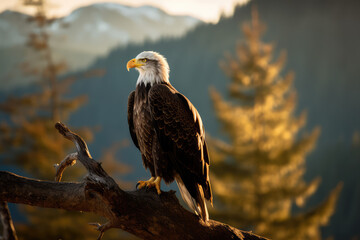 Fototapeta premium bald eagle on a branch