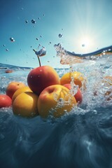 Fototapeta na wymiar food drop green lemon vitamin fresh fruit strawberry background healthy water. Generative AI. Generative AI