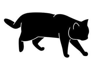 トボトボと歩く猫のシルエット