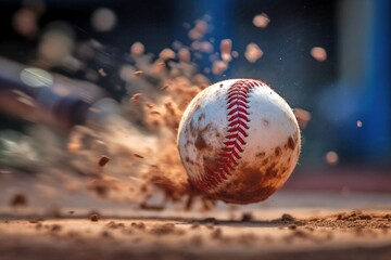 Fototapeta na wymiar Baseball Pitcher's Hand Releasing Ball, Powerful Throw, Focused on Fingers, Generative AI