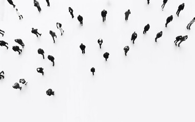 People on white background. Top down view.