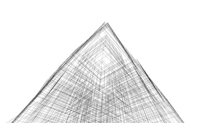 Architecture building 3d drawing vector illustration