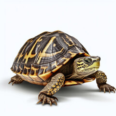Armored and Unique: A Stunning Portrait of a Turtle on White Background