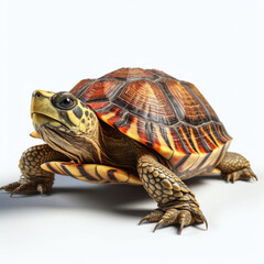 Obraz premium Armored and Unique: A Stunning Portrait of a Turtle on White Background