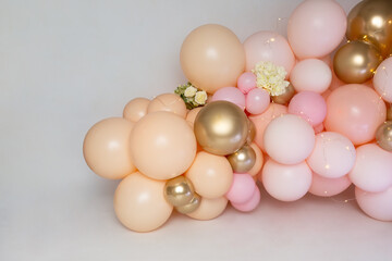 children's holiday. first birthday. decoration of the photo zone inflatable balls