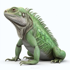 Obraz premium Majestic Iguana: A Stunning Portrait of a Tropical Reptile on White Background