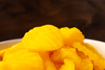 Fototapeta na wymiar Chewy Pickled Radish Yellow with Gardenia