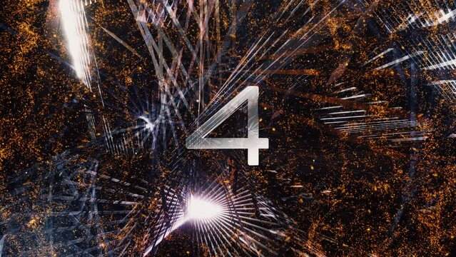 Five seconds Countdown Timer with abstract digital mesh technology tunnel animation abstract background.  Five to zero count down art effect counting timer abstract background.