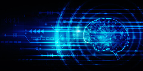 2d illustration Concept of thinking, background with brain, Abstract Artificial intelligence. Technology web background