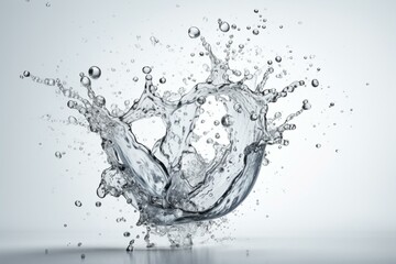 Fototapeta na wymiar A heart-shaped splash pattern of milk and water on white background. Generative AI