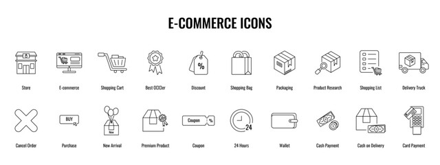 Set of vector e commerce icons isolated on white background