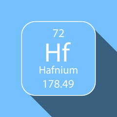 Hafnium symbol with long shadow design. Chemical element of the periodic table. Vector illustration.
