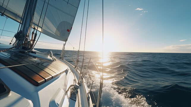 Sailboat in the sea, luxury summer adventure, active vacation in Mediterranean sea
