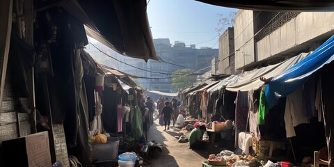 A crowded, unsanitary living space, highlighting the urgent need for improved housing conditions, concept of Overcrowding, created with Generative AI technology Generative AI