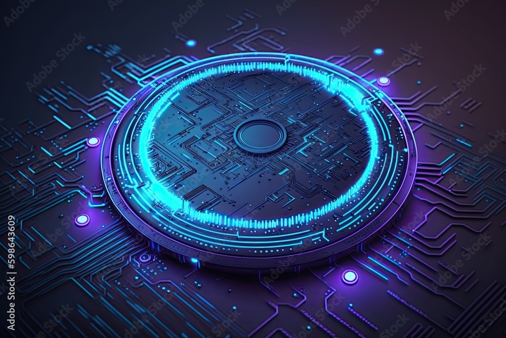 Aufkleber futuristic abstract circular technology background. digital hologram screen.generative ai