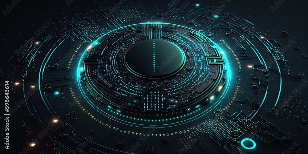 Aufkleber futuristic abstract circular technology background. digital hologram screen.generative ai
