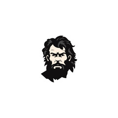 primitive caveman logo, an extinct species of archaic humans viewed from side