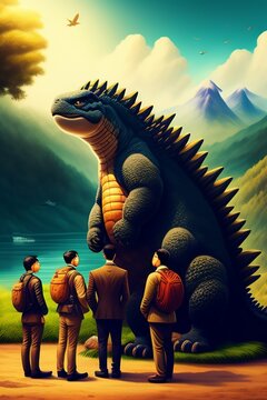 tyrannosaurus rex dinosaur 3d render. Prehistoric creature or dinosaur in the wild nature. Realistic style drawing. superlative generative AI image
