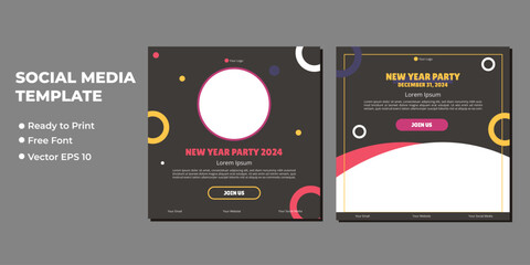 Happy New Years 2024 poster. unique and colorful template free download.