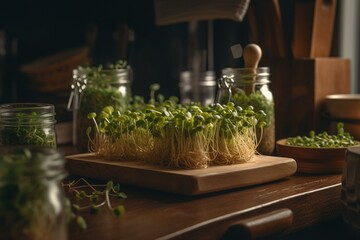 Healthy sprouts and micro greens for eco-conscious, organic food lovers. Generative AI