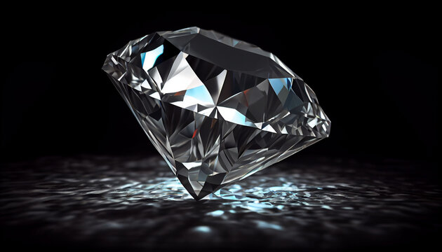 Diamond isolated on solid black background Ai generated image