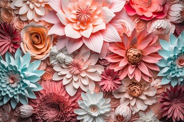 Lusciously Colourful Pink Paper Flowers Decorating Nature's Spring Background: Generative AI