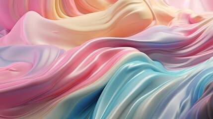 Soft Hues Flow Across Ice Cream Satin: A Colorful Abstract Fabric Design. Generative AI