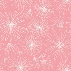 Pink and white tropical pattern with flowers