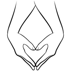 Couple Holding Hands Line Drawing.