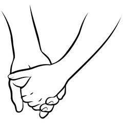Couple Holding Hands Line Drawing.