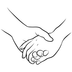 Couple Holding Hands Line Drawing.