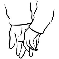 Couple Holding Hands Line Drawing.