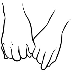 Couple Holding Hands Line Drawing.