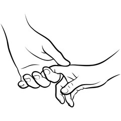 Couple Holding Hands Line Drawing.