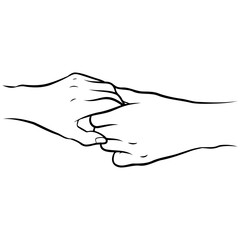 Couple Holding Hands Line Drawing.