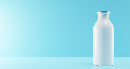 Dairy Milk Day. Full bottle on the table. Copy space 3d rendering.