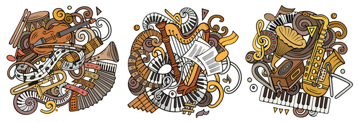 classical music cartoon vector doodle designs set © balabolka