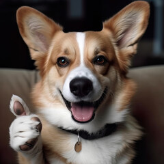 Dog giving thumbs up
