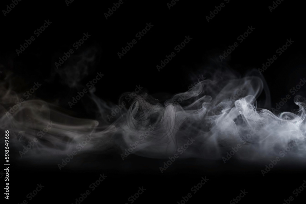 Wall mural white smoke on black background. isolated fog and mist abstract