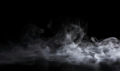 Obraz premium White Smoke on Black Background. Isolated Fog and Mist Abstract