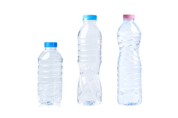 Plastic water bottle isolated on white background.