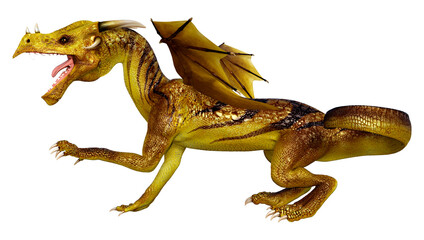 3D Rendering Fairy Tale Dragon on White