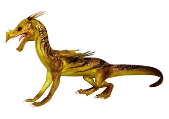 3D Rendering Fairy Tale Dragon on White