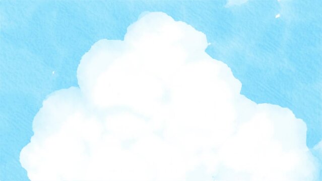 水彩画の空と雲の背景_水色