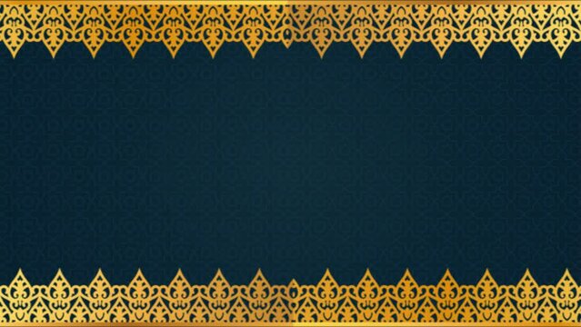 Gold and blue paper mandala ornament background looping smoothly, arabic islamic style for any purpose. Abstract digital gold color mandala footage. Floral vintage decorative element's oriental