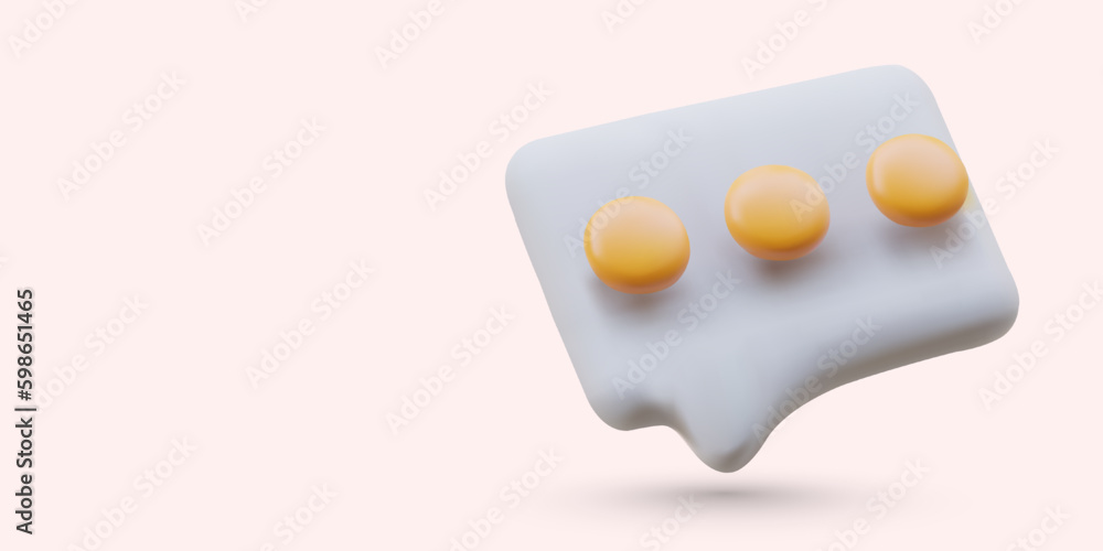 Aufkleber 3d dialog window icon. volumetric realistic chat update sign. cloud of conversation. three dots in s
