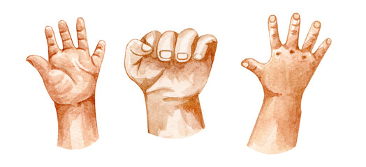 Watercolor hand illustration. Holding hands. Hope concept. charity concept. Mother and baby.